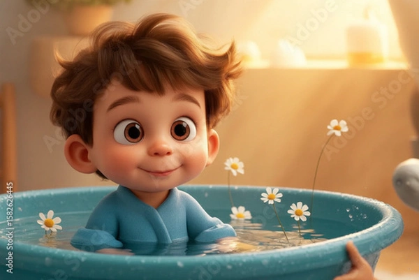 Obraz little boy in bath