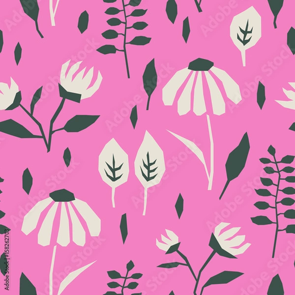 Fototapeta seamless pattern with flowers and leaves
