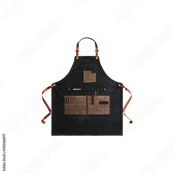 Fototapeta Black kitchen apron isolated on a transparent background, in a PNG format