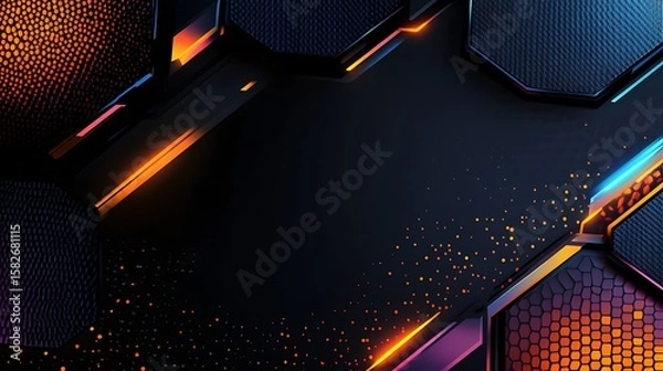Fototapeta Abstract geometric background with vibrant colors and hexagon shapes