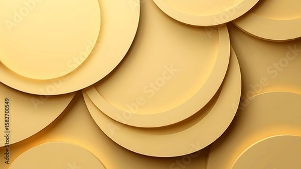 Fototapeta Abstract geometric circles in a pale yellow