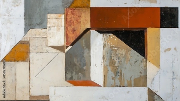 Fototapeta Abstract geometric composition of layered planes