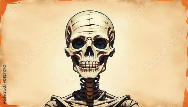 Obraz Cute skull halloween paper backdrop with copy space