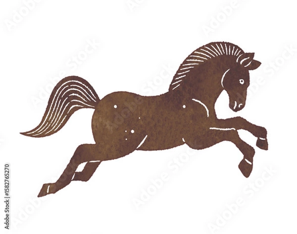 Obraz 走る茶色い馬　ウマ　うま　午　brown horse