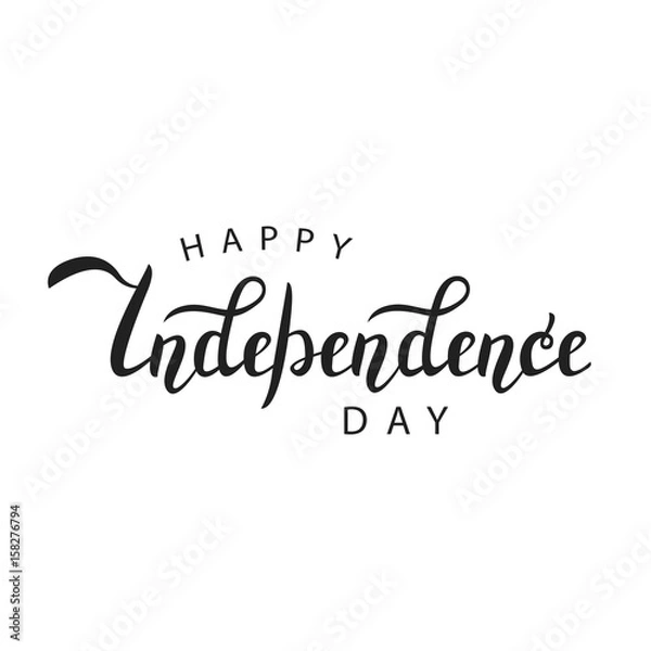 Fototapeta Vector isolated handwritten lettering for 4th July Independence Day on white background. Vector calligraphy for greeting card, decoration and covering. Concept of Happy Independence Day in USA.