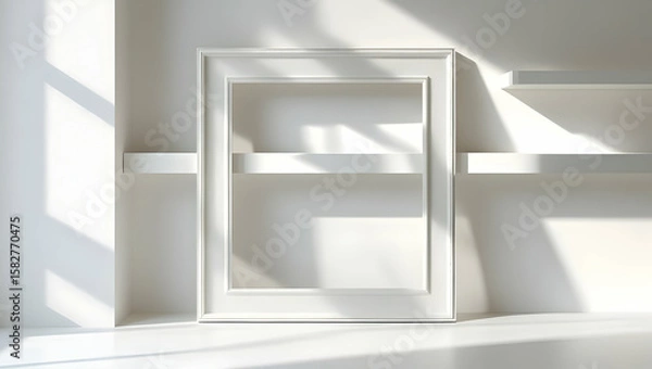 Fototapeta empty white room with windows