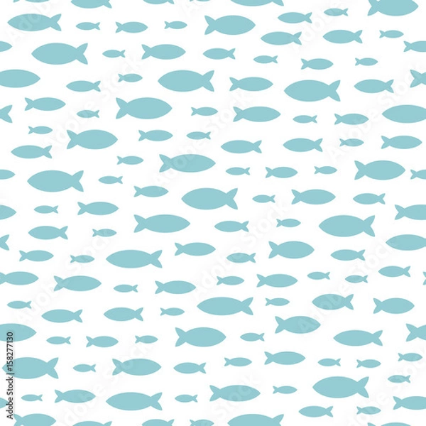 Fototapeta Seamless pattern with sea fish. Nautical vector background.