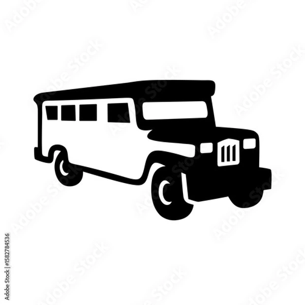 Obraz jeepney bus logo design, philippine public transportation vector