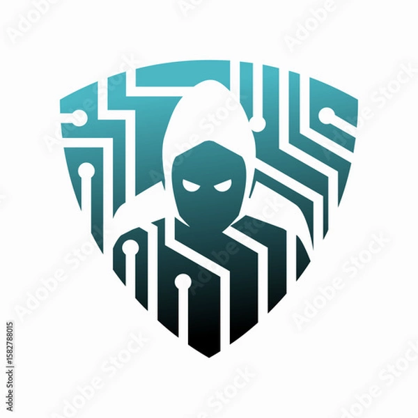 Fototapeta Technology Shield Security Cyber Logo Vector
