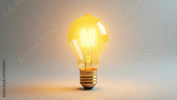 Fototapeta Luminous Futuristic Techscape A light bulb crafted from resin casting, styled in a encased design, presented in spotlighted view on a white background (4)