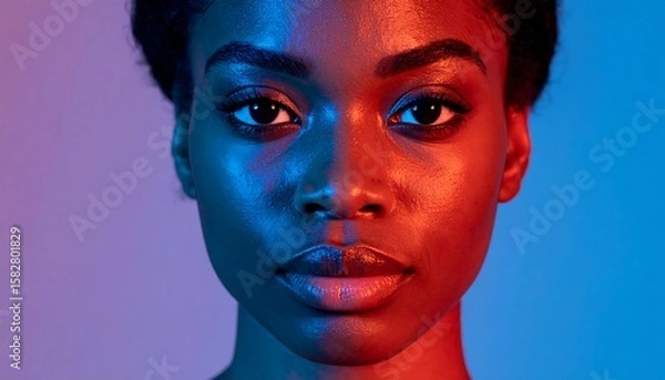 Fototapeta Woman's face with split tone