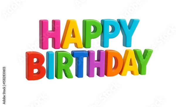 Fototapeta happy birthday 3d text  on transparent background 