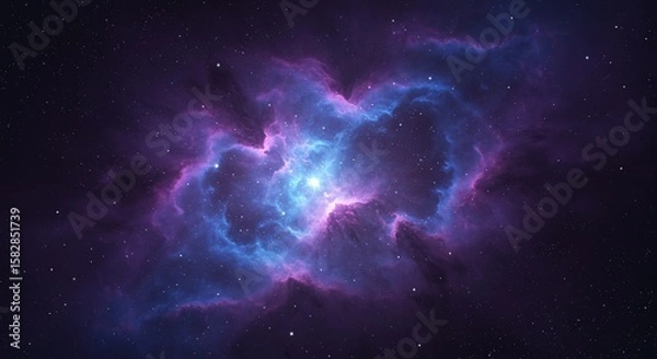 Fototapeta Vivid Purple and Blue Nebula in Deep Space with Bright Stars
