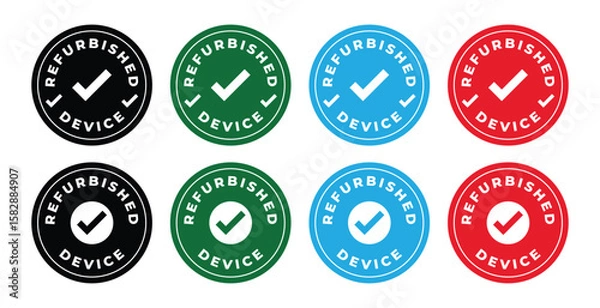 Fototapeta Refurbished Device Round Stamp Icon Set