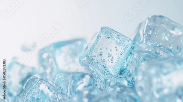 Fototapeta Horizontal arrangement of ice cubes