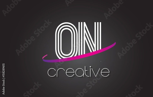 Fototapeta ON O N Letter Logo with Lines Design And Purple Swoosh.