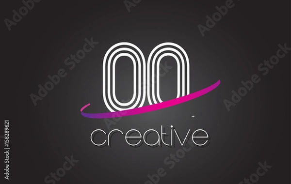 Fototapeta OQ O Q Letter Logo with Lines Design And Purple Swoosh.