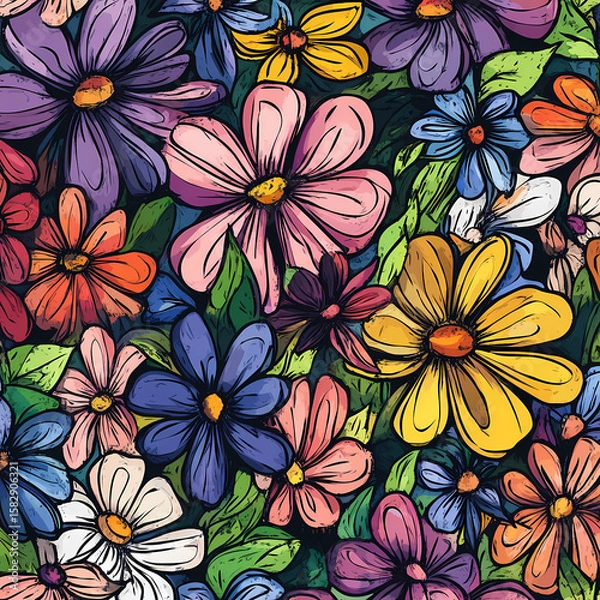 Fototapeta Vibrant Floral Pattern Design