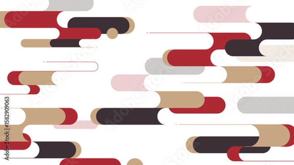 Obraz 16:9の和モダンな背景素材：日本の伝統的な文様の霞のある風景イラスト