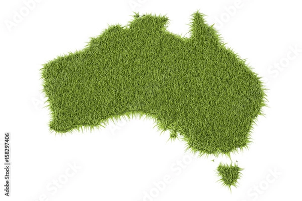 Obraz Australia map from green grass, 3D rendering