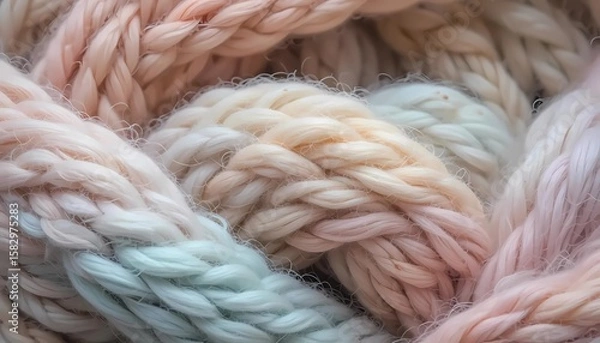 Fototapeta Close up pattern of knitted wool with pastel color