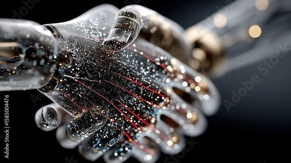 Fototapeta Robotic Handshake: Future of Technology and Collaboration