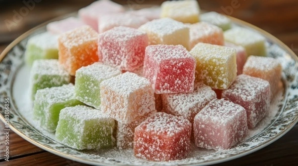 Obraz Colorful square candies piled high