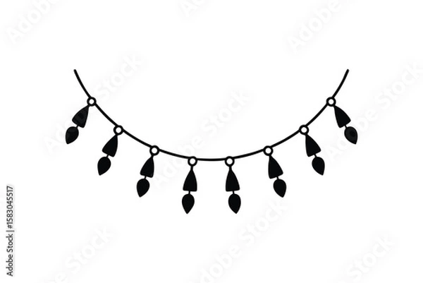 Fototapeta Elegant Decorative Garland with Geometric Pendants Hanging from a Delicate String Presented in a Striking Silhouette simple garland featuring geometric pendants shown