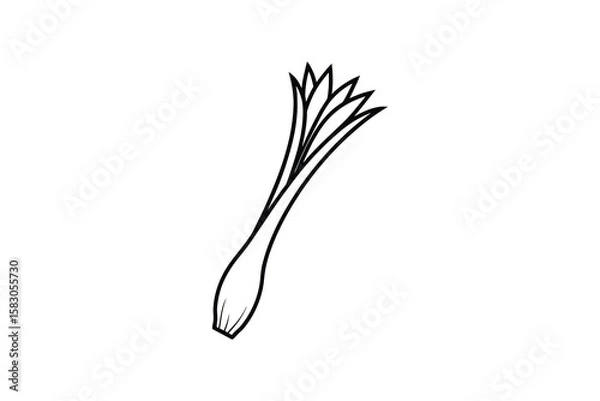 Fototapeta Minimalist Spring Onion Illustration with Bold Outline Featuring a Clean and Simple Design Perfect for Culinary or Gardening Projects in Silhouette simple