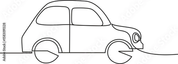 Fototapeta Simple line art old style car one continuous line art illustration.  
