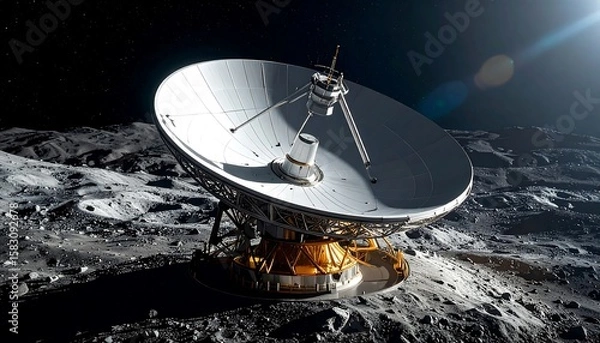 Fototapeta Observatory Dish on Lunar Surface Exploring Space