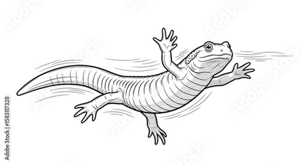 Fototapeta Green dragon and dinosaur vector illustration of isolated reptile, lizard, and amphibian wildlife on a white background