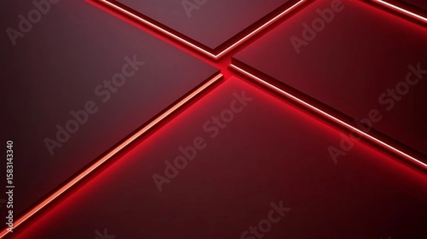 Fototapeta Geometric abstract design with glowing red lines