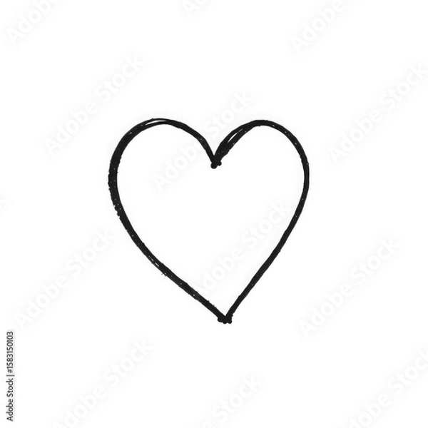 Fototapeta black heart illustration sketch with transparent background PNG and JPEG image