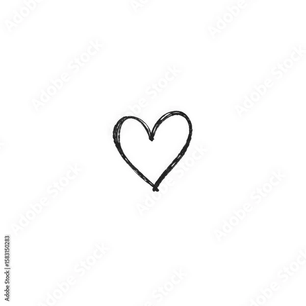 Fototapeta black heart illustration sketch with transparent background PNG and JPEG image