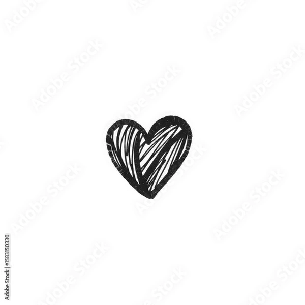 Fototapeta black heart illustration sketch with transparent background PNG and JPEG image