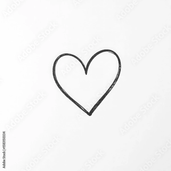 Fototapeta black heart illustration sketch with transparent background PNG and JPEG image