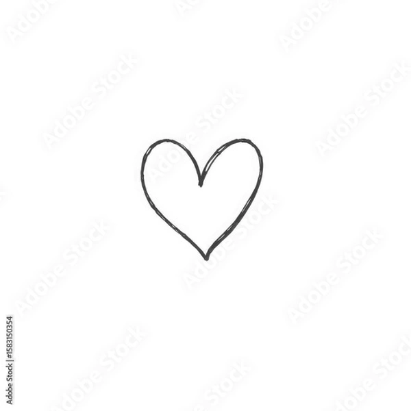 Fototapeta black heart illustration sketch with transparent background PNG and JPEG image