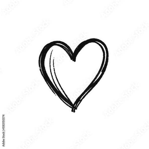 Fototapeta black heart illustration sketch with transparent background PNG and JPEG image