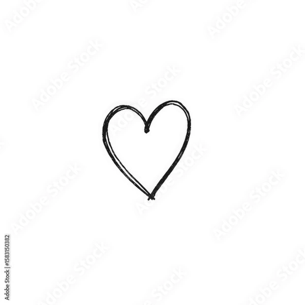 Fototapeta black heart illustration sketch with transparent background PNG and JPEG image