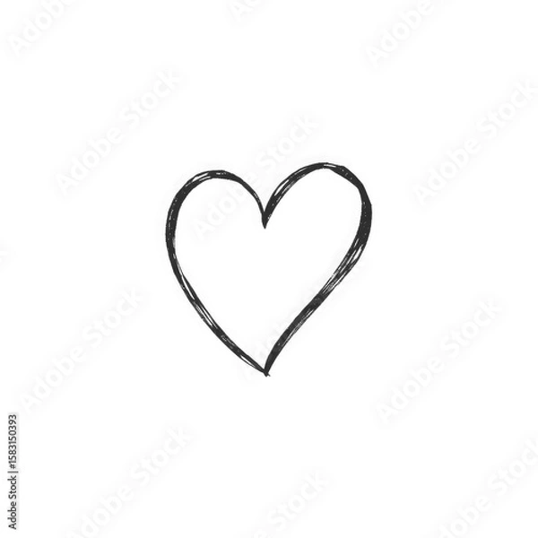 Fototapeta black heart illustration sketch with transparent background PNG and JPEG image