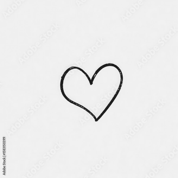 Fototapeta black heart illustration sketch with transparent background PNG and JPEG image