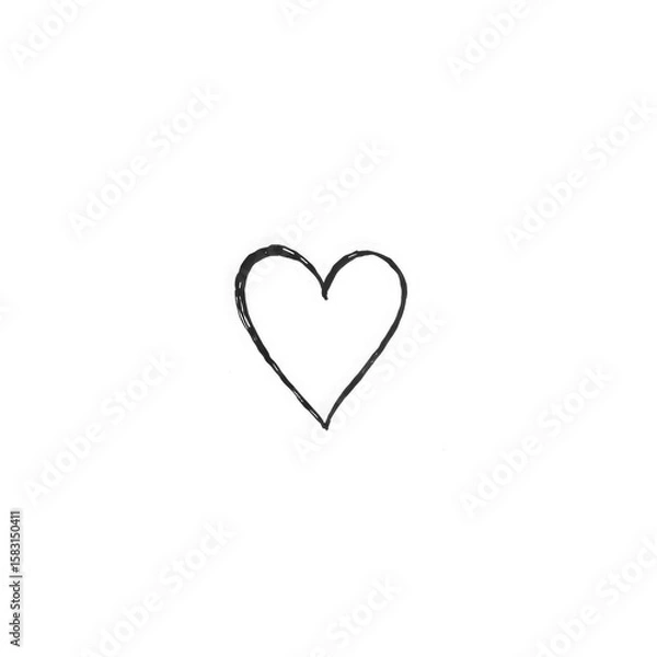 Fototapeta black heart illustration sketch with transparent background PNG and JPEG image