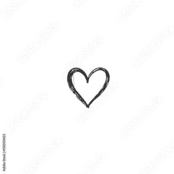 Fototapeta black heart illustration sketch with transparent background PNG and JPEG image