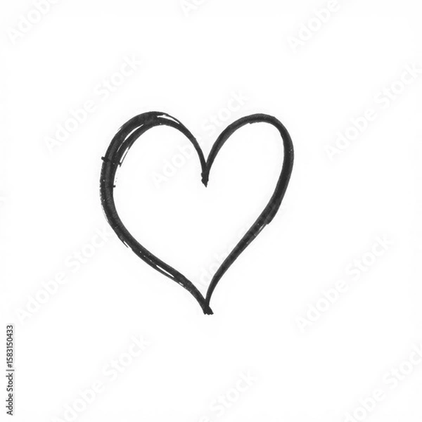 Fototapeta black heart illustration sketch with transparent background PNG and JPEG image