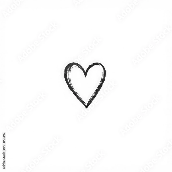 Fototapeta black heart illustration sketch with transparent background PNG and JPEG image