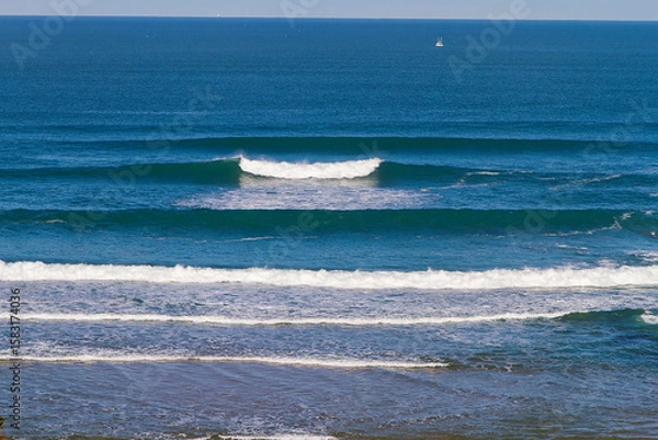 Fototapeta Landscape and morphology of the cliff coast in the municipality of Galizano in Cantabria, Spain