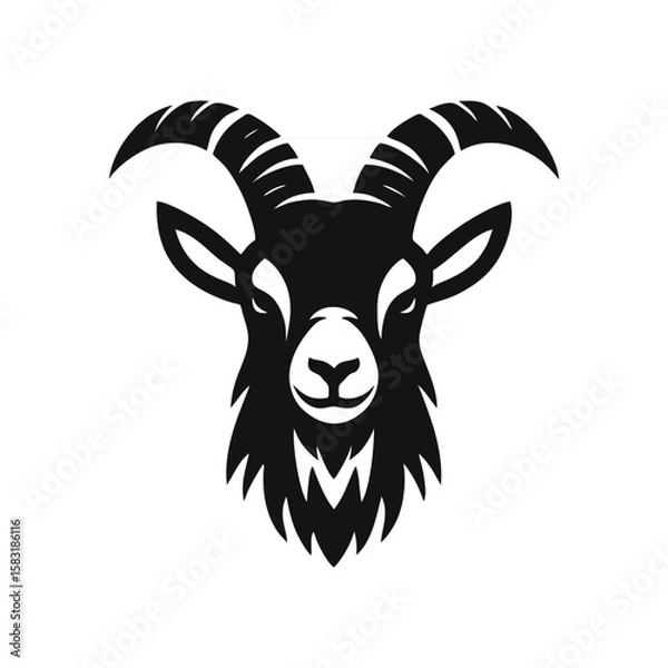 Obraz Goat head simple black vector logo icon