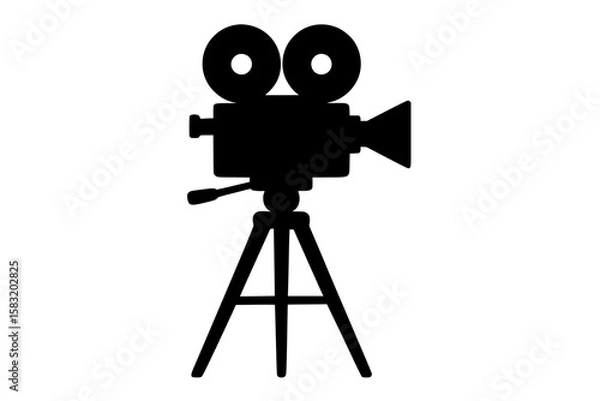 Fototapeta Silhouette of a vintage film camera on a neutral background