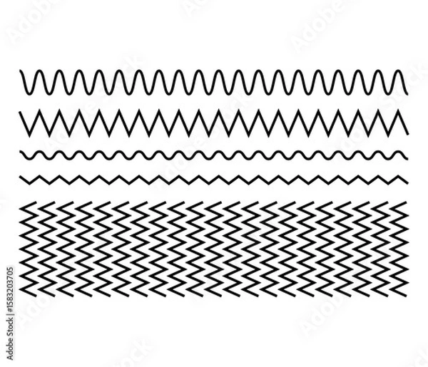 Fototapeta set of abstract zigzag lines. zig zag wavy lines